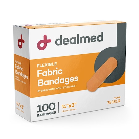 Adhesive Bandages, Fabric, 3/4 X 3, 100/Bx, 24/Cs, 2400PK